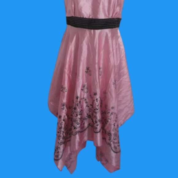 -BARBIE CORE Pink  Black Strapless Satin Dress Fits Small - Picture 2 of 2